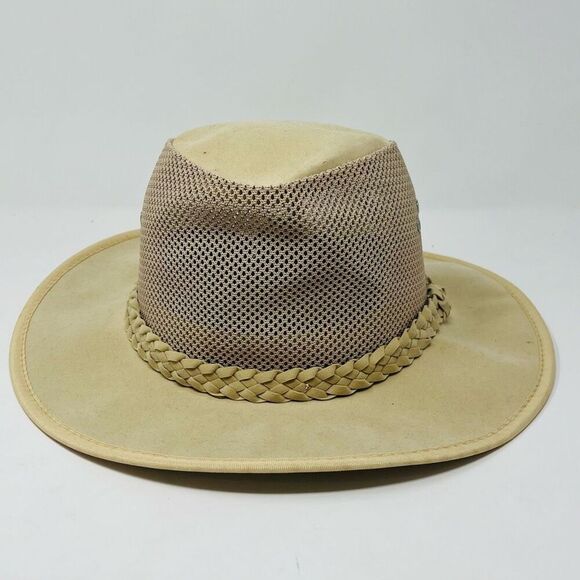 Dorfman Pacific Soaker Hat Authentic Mesh Beige Poly Nylon Mens Small/Medium - Picture 1 of 7